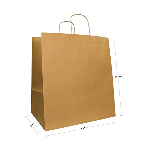 Prime Time Packaging Kraft Paper Bags, Super Royal, 14 X 9.75 X 15.5, Natural, 200/carton