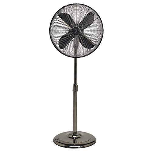 DecoBREEZE Pedestal Standing Floor Fan, 3 Speed Oscillating Fan with Adjustable Height, Pearl Black, Retro Fan, 16 inches