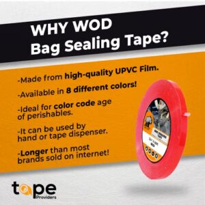 WOD BSTC24PVC Dark Blue Produce Poly Bag Sealing Tape, 3/8 inch x 180 yds. for Packaging and Sealing of Meat, Gifts, or Ice Bags