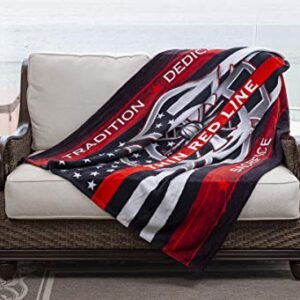 Erazor Bits Knitted Throw Blanket 50 x 60| Thin RED LINE Firefighter Throw Blanket ADD4-FF2311-TB
