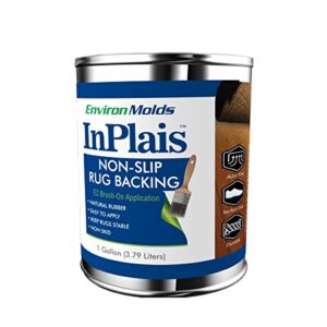 inplais non-slip area rug backing 1-gallon (3.7854 liters) fabric & floor safe latex layer | easy, paint-on application liquid | kitchen, bathroom, hallway, living room | dries quickly