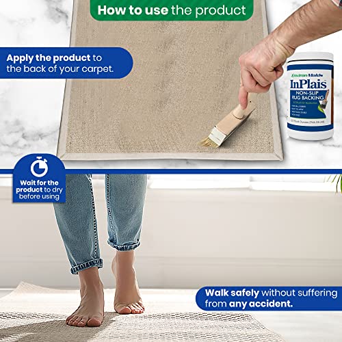 InPlais Non-Slip Area Rug Backing 1-Gallon (3.7854 Liters) Fabric & Floor Safe Latex Layer | Easy, Paint-On Application Liquid | Kitchen, Bathroom, Hallway, Living Room | Dries Quickly