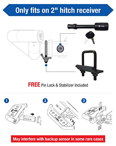 Tyger Auto TG-HS8U81238 Hitch Armor Compatible with Vehicles with 2" Hitch Receiver | Textured Black | Hitch Step | Rear Bumper Guard Protector | with Pin Lock and Stabilizer