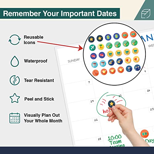 X Large Dry Erase Wall Calendar - 24"x 36" 4 Month Premium Giant Oversized Undated Erasable Deadline Task Calendar for 2023 - Jumbo Monthly Task Organizer Planner for Home, Business & Dorm Room