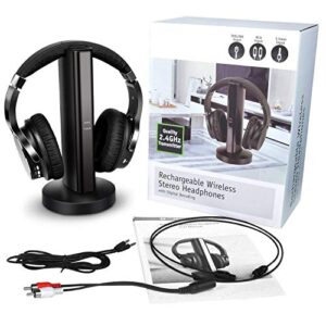 Rybozen Wireless TV Headphones with 2.4G Digital RF Transmitter, Hi-Fi Over-Ear Cordless Headset with RCA / 3.5MM / Optical Port, for Watching Home TV Game Computer Television