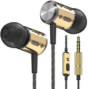 betron ax1 earphones wired in ear headphones with microphone mic noise isolating earbuds deep bass carry case 3.5mm jack s/m/l ear bud tips