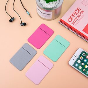 Costyle 4 Pack Slim Card Holder for Back of Phone- Pink Gray Mint Green Rose