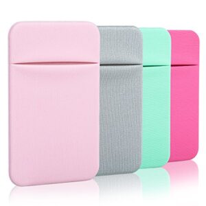 costyle 4 pack slim card holder for back of phone- pink gray mint green rose