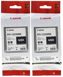 original canon 2 x pfi-102mbk pigment matte black ink tank for the imageprograf ipf500/600/700 inkjet printers, 130 ml.+ inksaver microfiber lcd screen cleaning cloth