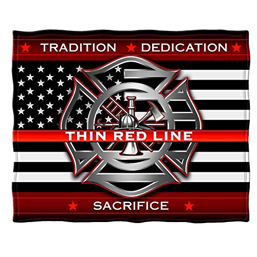 Erazor Bits Blanket 50 x 60| Thin RED LINE Firefighter Throw Blanket ADD9-FF2311-TB