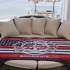 Erazor Bits Blanket 50 x 60| Thin RED LINE Firefighter Throw Blanket ADD9-FF2311-TB