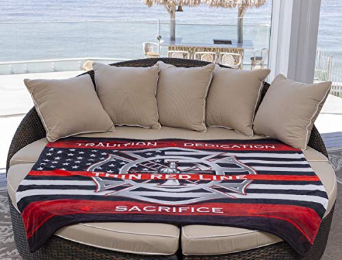 Erazor Bits Blanket 50 x 60| Thin RED LINE Firefighter Throw Blanket ADD9-FF2311-TB