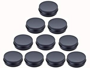 aluminum metal tin 1oz/30ml,black aluminum tins round tin cans containers with screw top lid (10)