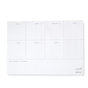 russell+hazel weekly notepad, white with gilded edges, 80 sheets, 10” x 7” (27616)