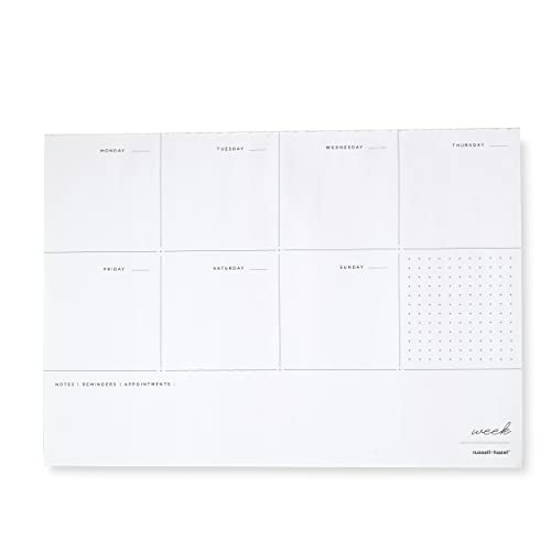 russell+hazel Weekly Notepad, White with Gilded Edges, 80 Sheets, 10” x 7” (27616)