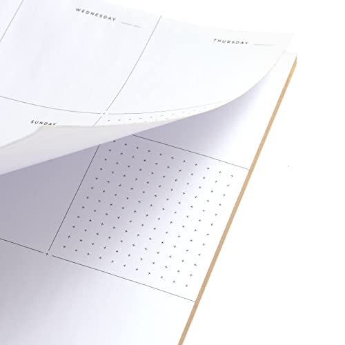 russell+hazel Weekly Notepad, White with Gilded Edges, 80 Sheets, 10” x 7” (27616)