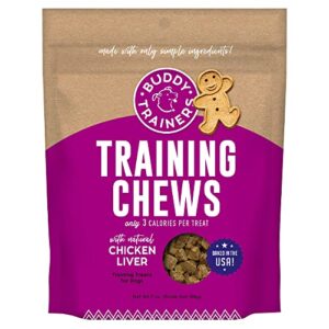 buddy trainers dog & puppy training treats for small or large dogs, baked in usa, natural chicken liver 7 oz.