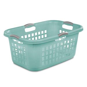 sterilite ultra 2 bushel plastic stackable clothes laundry basket bin, aqua