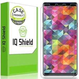 iqshield screen protector compatible with samsung galaxy note 9 (2-pack)(case friendly) anti-bubble clear film
