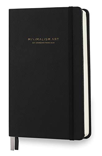 Minimalism Art, Premium Hard Cover Notebook Journal, X-Large Size, Master A4 8.3" x 11.4", 186 Numbered Pages, Gusseted Pocket, Ribbon Bookmark, Extra Thick Ink-Proof Paper 120gsm (Plain, Black)