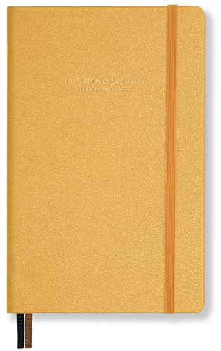 Minimalism Art, Premium Hard Cover Notebook Journal, X-Large Size, Master A4 8.3" x 11.4", 186 Numbered Pages, Gusseted Pocket, Ribbon Bookmark, Extra Thick Ink-Proof Paper 120gsm (Squared, Amber)