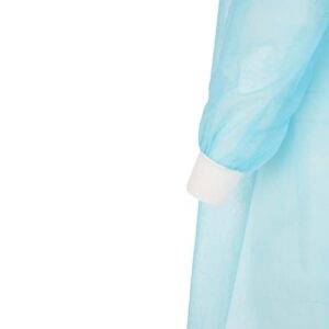 Nobles Universal Size Blue Disposable Isolation Gowns - Latex-Free Gown is Fluid Resistant with Knitted Cuffs - Medical & PPE Gowns - Ideal Safety Protection for Women & Men (Case of 50)