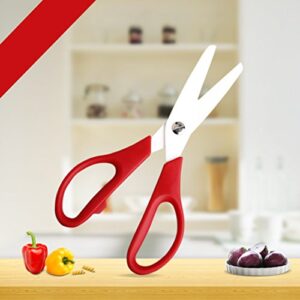 Ceramic Kitchen Scissor, FenglinTech 7.8 Inch Professional Porcelain Food Shear - (Red)