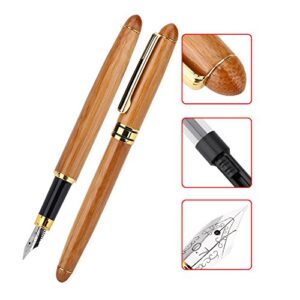 Delaman Bamboo Fountain Pen Calligraphy Pens Duckbill Parallel Nib Fine Art Pen Art Writing Nib Business Broad Stub Chisel-pointed (1.5mm)