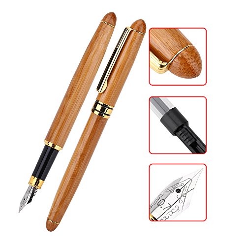 Delaman Bamboo Fountain Pen Calligraphy Pens Duckbill Parallel Nib Fine Art Pen Art Writing Nib Business Broad Stub Chisel-pointed (1.5mm)