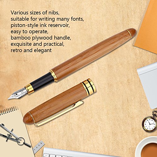 Delaman Bamboo Fountain Pen Calligraphy Pens Duckbill Parallel Nib Fine Art Pen Art Writing Nib Business Broad Stub Chisel-pointed (1.5mm)