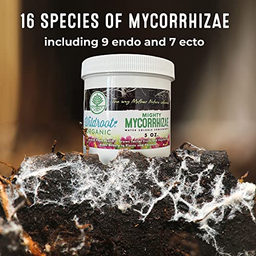 Wildroot Organic Mycorrhizae 16 Species Mycorrhizal Inoculant Drought Proof’s Plants &Trees, Saves Water & Precious Fertilizer, Root Stimulator Explodes Root Growth (5oz - 1055 Plants)