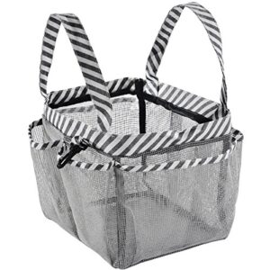 Haundry Mesh Shower Caddy Bag, Portable College Dorm Bathroom Tote, Quick Dry Holder for Camp Gym, 8 Basket Pockets with Key Hook and 2 Oxford Handles, Gray