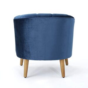 Christopher Knight Home Amaia Modern Velvet Club Chair, Cobalt / Walnut