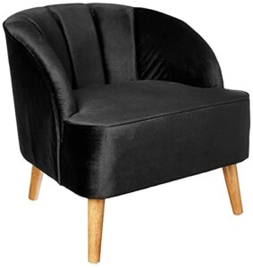 christopher knight home amaia modern velvet club chair, black / walnut
