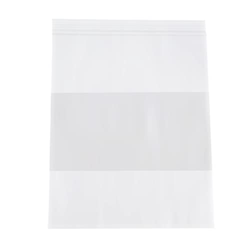 Zipper Bags with White Block 2 Mil 8" x 10" Baggies for Jewelry Clear Pack of 4000