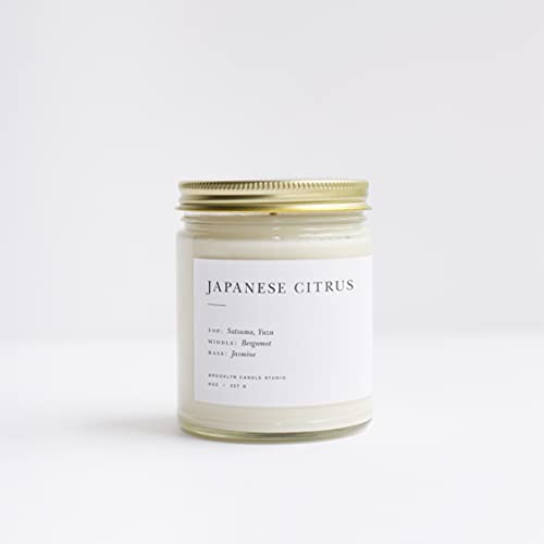 Brooklyn Candle Studio Japanese Citrus Minimalist Candle | Luxury Scented Candle, Vegan Soy Wax, Hand Poured in the USA | 50 Hour Slow Burn Time | 7.5 oz