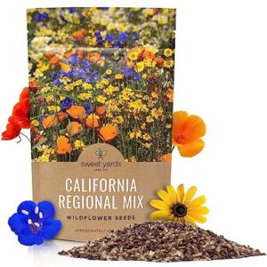 california wildflower mixture - bulk 1/4 pound bag - over 30,000 native seeds - open pollinated and non gmo