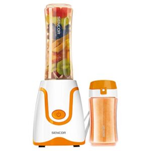 sencor sbl2203or 300w smoothie blender with 2 impact resistant bpa free bottles, orange