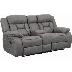 coaster home furnishings houston motion loveseat with cupholder storage console grey furniture piece, finish (model: 602262)