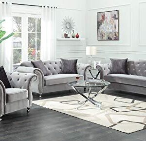 Coaster Furniture Frostine Sofa Silver Velvet Chrome Chrome 551161