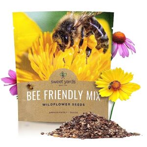 bee friendly wildflower seed mix - bulk 1 ounce packet - over 7,500 open pollinated seeds - save the bees!