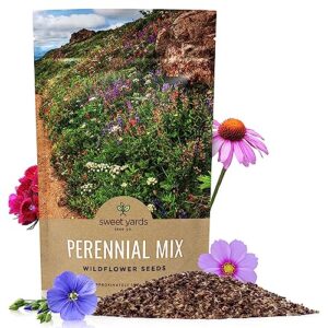 perennial wildflower seeds mixture - bulk 1/4 pound bag - over 60,000 pure live seed - open pollinated and non gmo