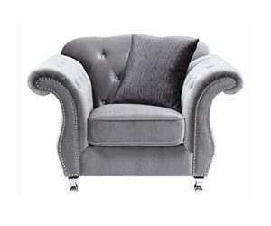 coaster furniture frostine chair silver velvet chrome chrome 551163