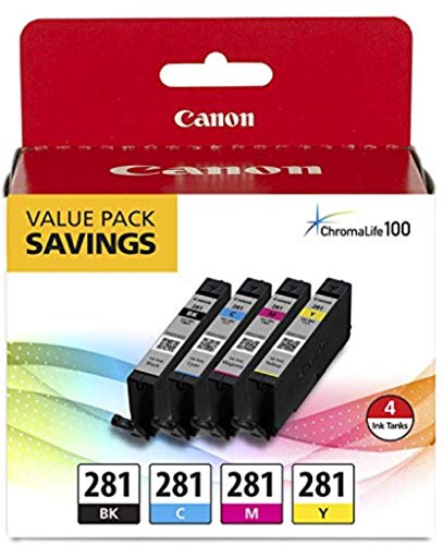 Canon CLI-281 BKCMY 4-Color Ink Tank Value Pack, Canon PGI-280 XXL Pigment Black Ink Tank