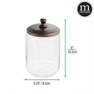 mDesign Small Modern Apothecary Storage Organizer Canister Jars - Glass Containers for Bathroom, Organization Holder for Vanity, Counter, Makeup Table, Hyde Collection, 3 Pack, Clear/Bronze
