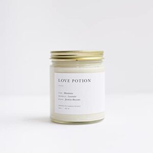 Brooklyn Candle Studio Love Potion Minimalist Candle | Vegan Soy Wax Luxury Scented Candle, Hand Poured in The USA, 50 Hour Slow Burn Time (7.5 oz)