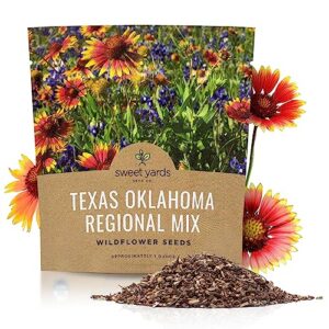 texas oklahoma wildflower seeds mixture - bulk 1 ounce packet - over 15,000 native seeds - open pollinated and non gmo