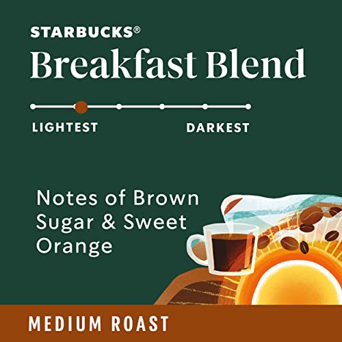 Starbucks K-Cup Coffee Pods—Medium Roast Coffee—Breakfast Blend—100% Arabica—1 box (32 pods)