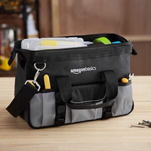 Amazon Basics Durable Wear-Resistant Base, Tool Small Standard Bag with Strap, 12 Inch, Black & Gray