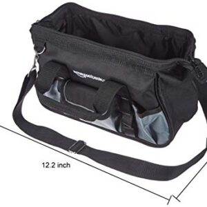 Amazon Basics Durable Wear-Resistant Base, Tool Small Standard Bag with Strap, 12 Inch, Black & Gray